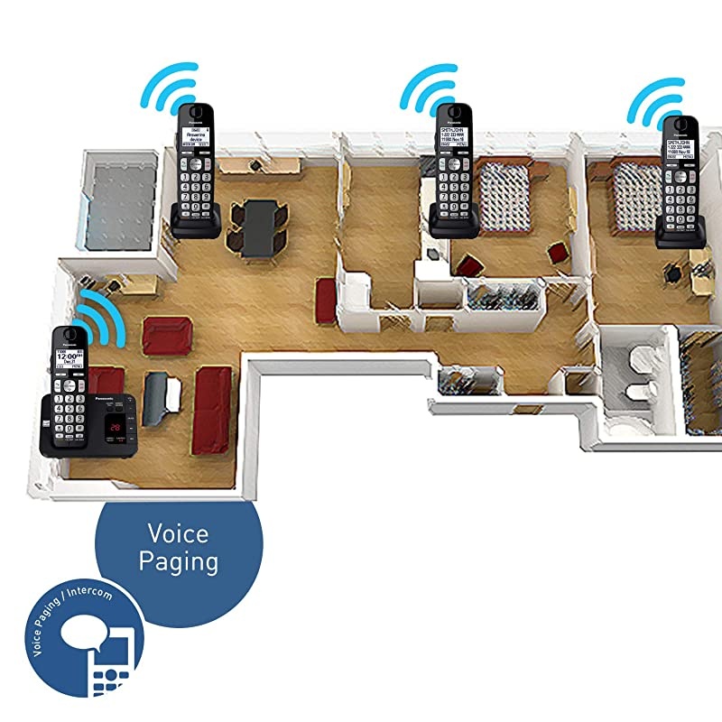 DECT 60 Expandable Cordless Phone System with Answering Machine and Call Blocking 2 Handsets KXTGE432B Black