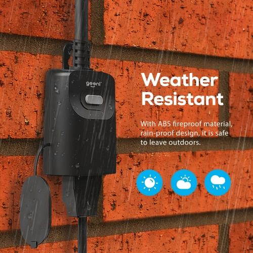 Geeni Outdoor Smart WiFi Plug, Black - Compatible with Amazon Alexa & Google Assistant