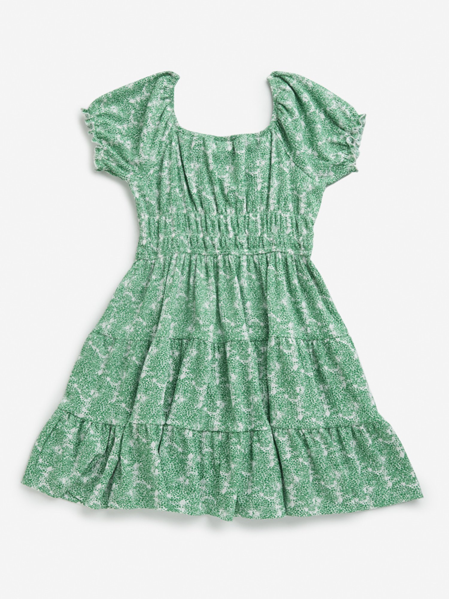 Y&F Kids by Westside Green Printed Tiered Cotton Dress