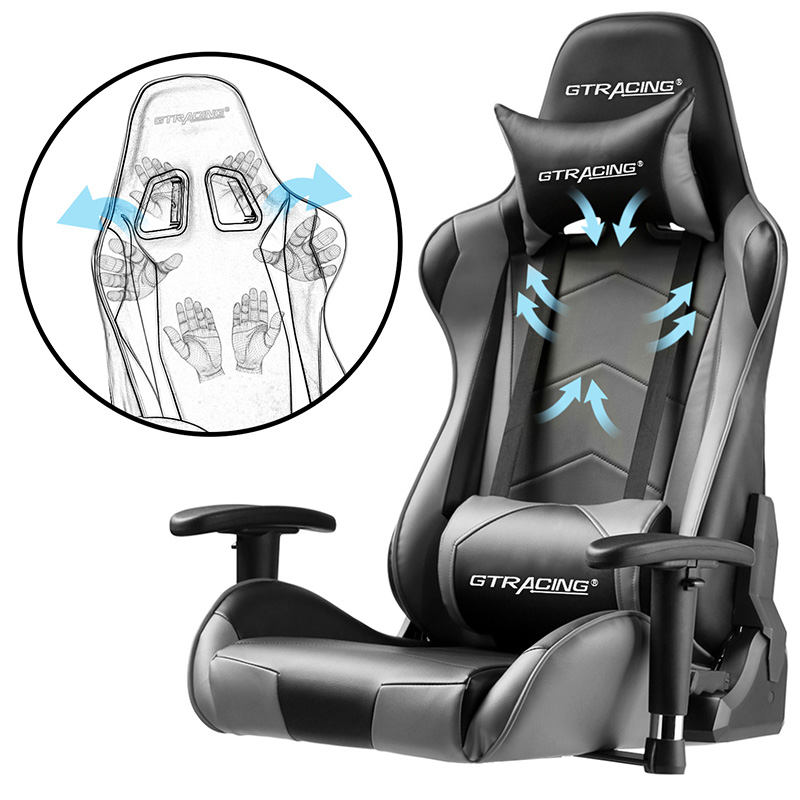 GTRACING Gaming Chair Racing Office Computer Ergonomic Video Game Chair Backrest and Seat Height Adjustable Swivel Recliner with Headrest and Lumbar Pillow Esports Chair