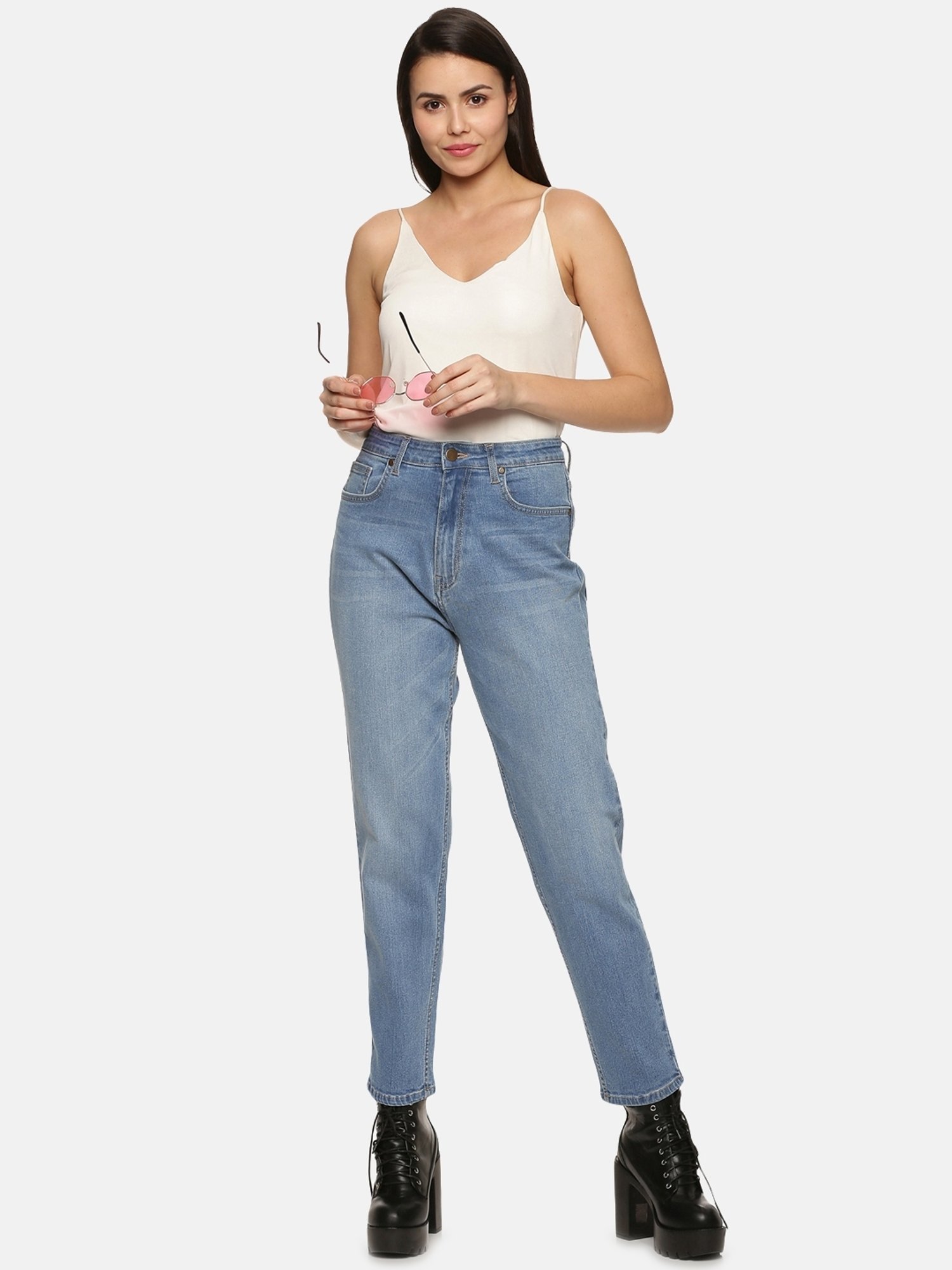 ISU Blue Cotton High Rise Jeans
