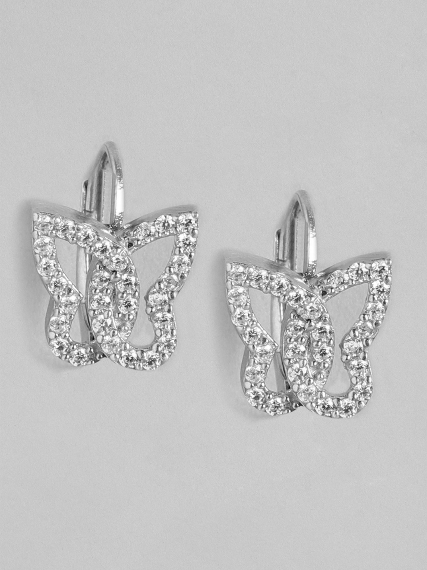 Zavya Butterfly CZ Rhodium-Plated 92.5 Sterling Silver Drop
