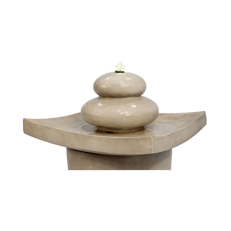 24.4 " Zen Stones Outdoor Fountain with LED Light Tan - Peaktop