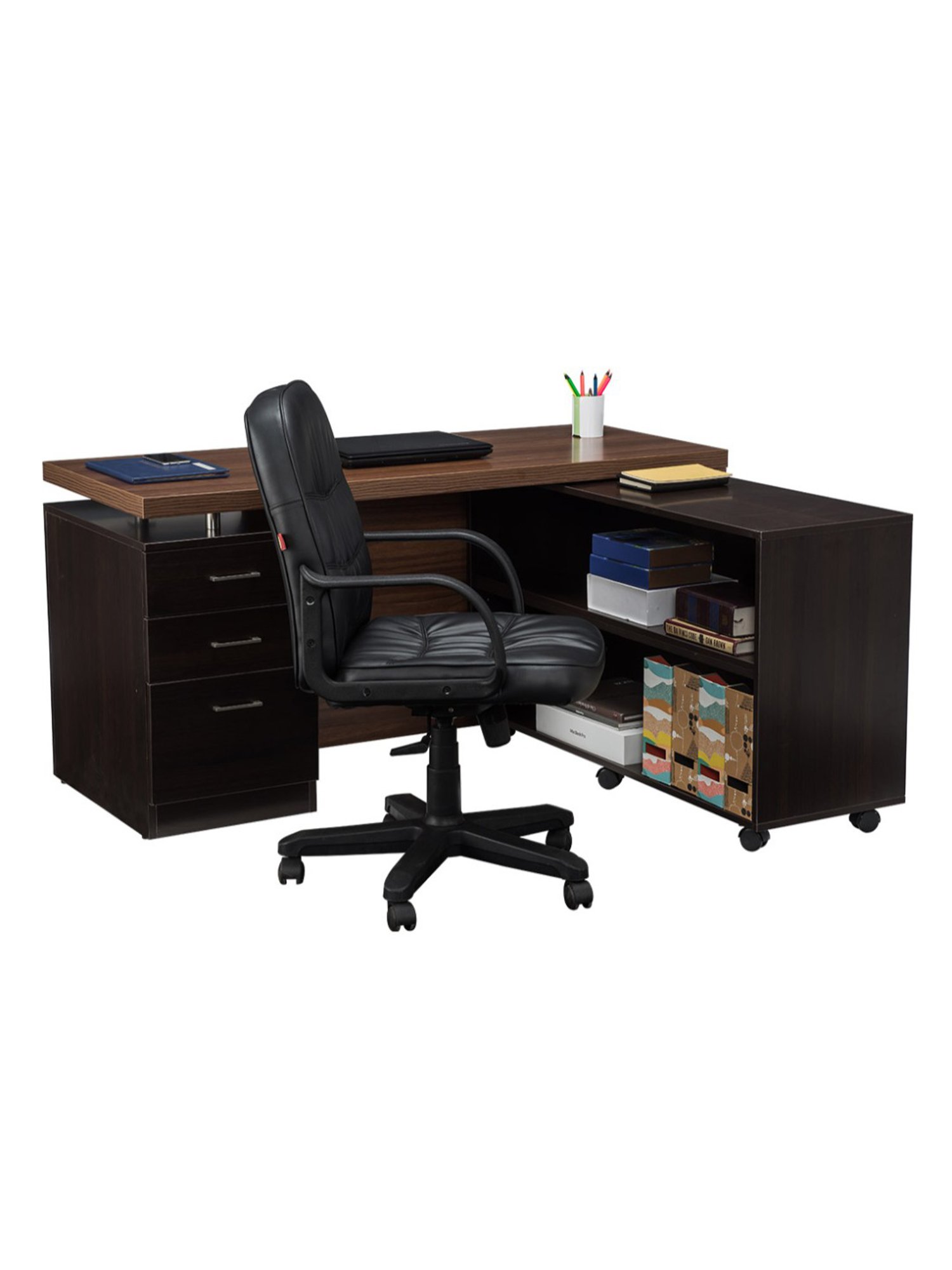 Durian Clint Classic Walnut Brown Engineered Wood Managerial Desk