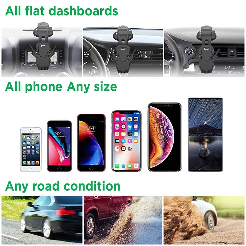 Car Phone Mount Holder Hands Free Car Phone Holder Dashboard Gravity Cell Phone Holder Mount with Auto Retractable Clamp Maximum Angle Adjustment for iPhone XRXS MaxX87 Galaxy S10S9Note 9