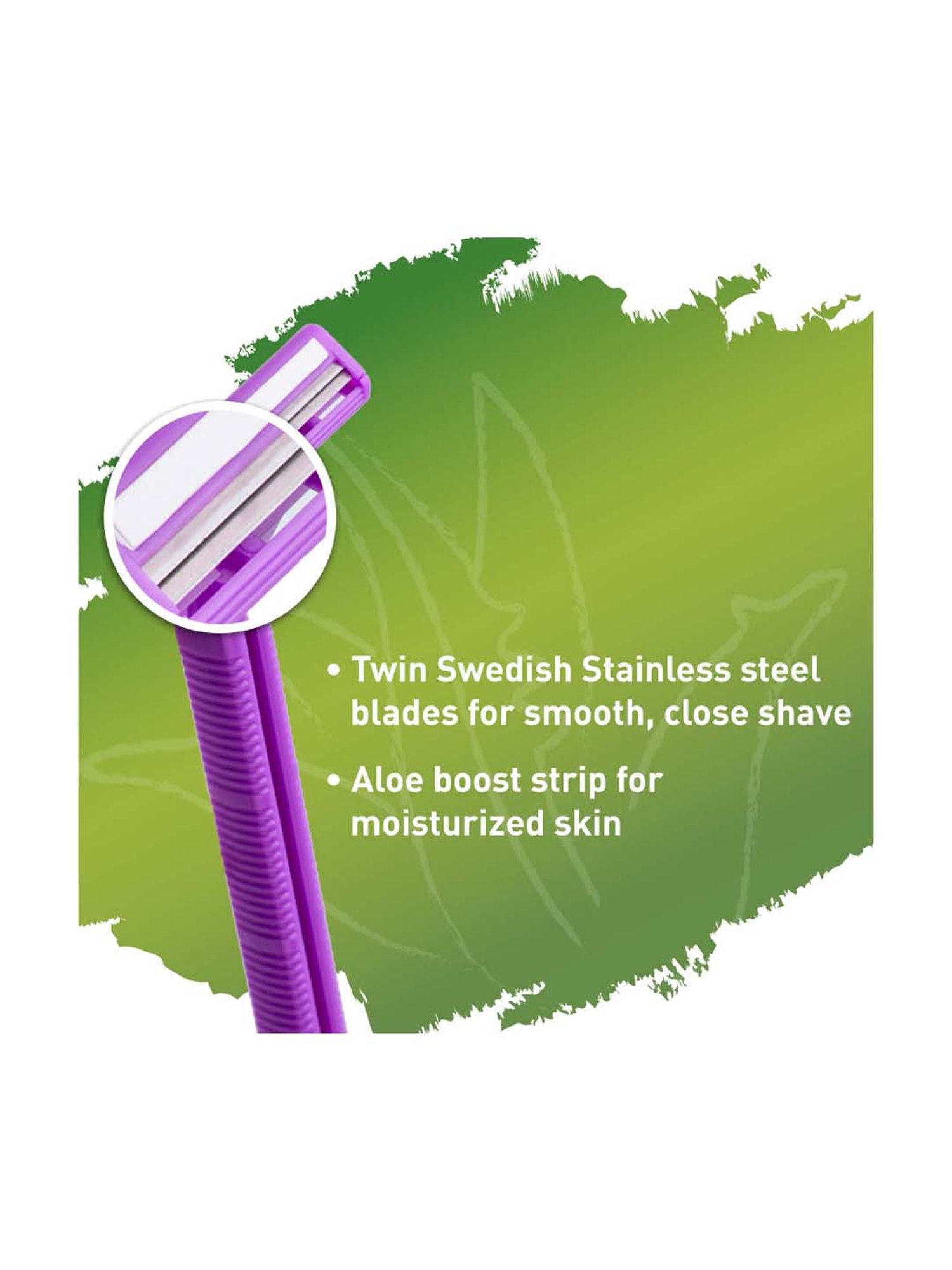Sirona Aloe- Boost Twin Blade Disposable Hair Removal Razor - 5 Pcs