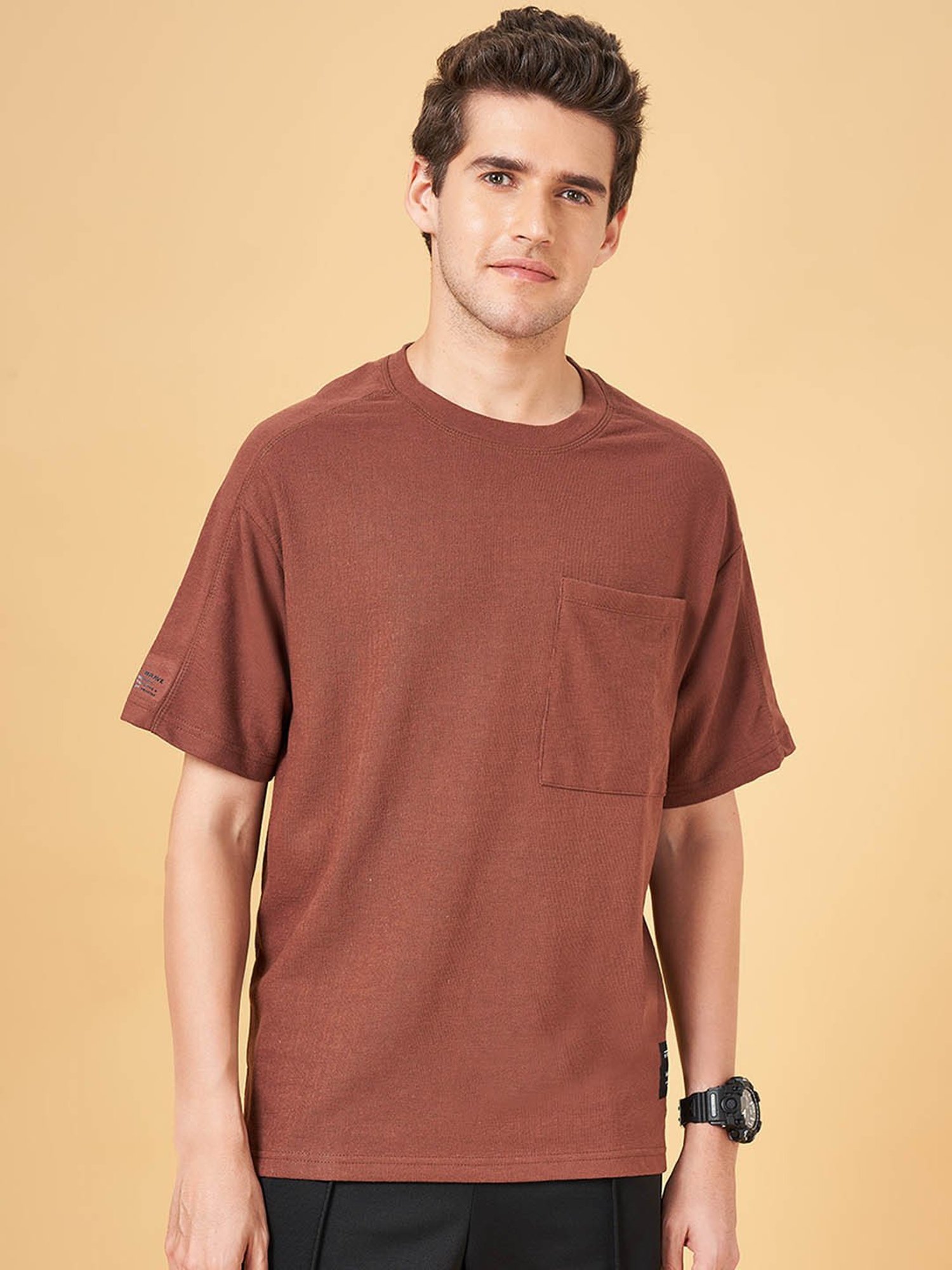Street 808 by Pantaloons Burgundy Boxy Fit T-Shirt