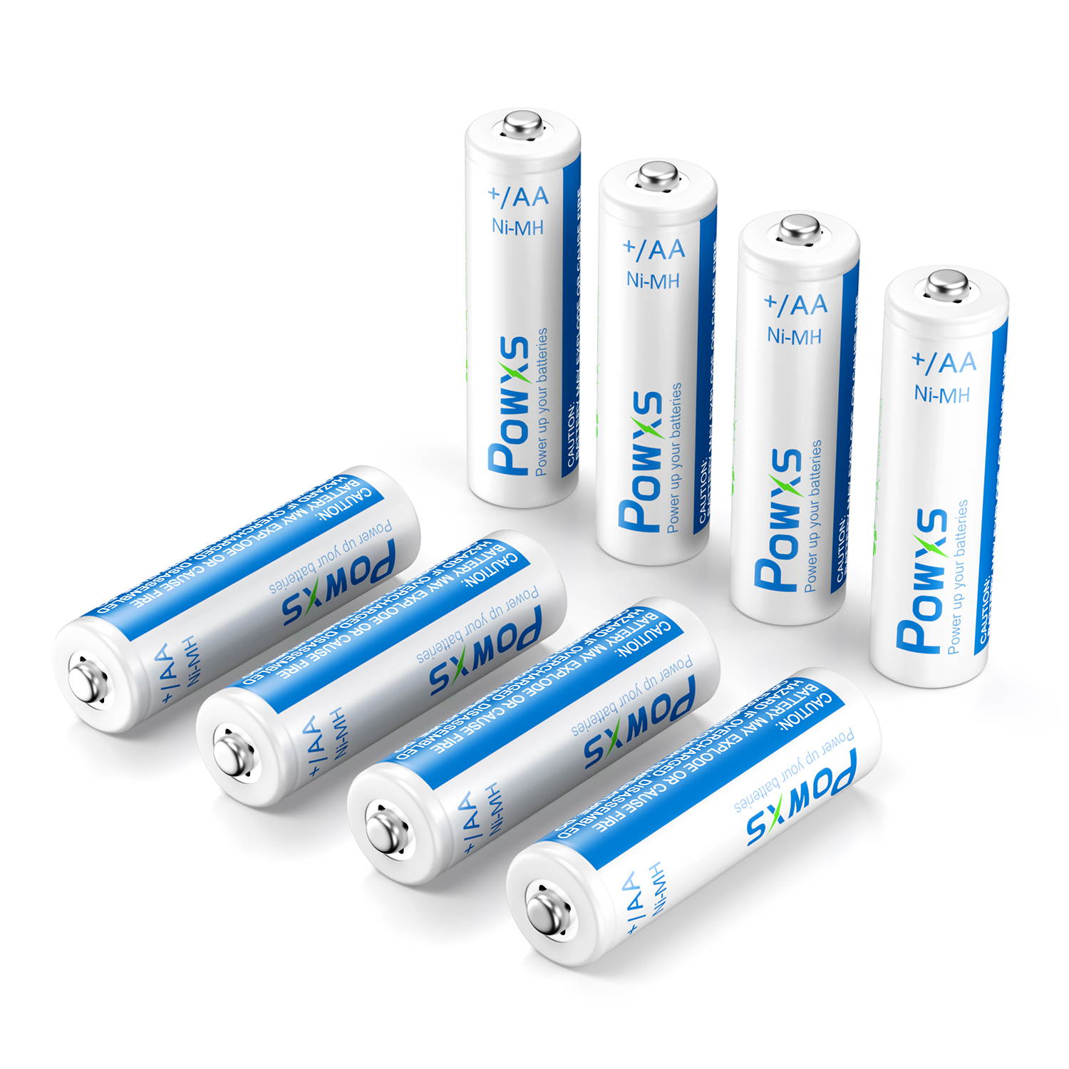POWXS 4 Pack Rechargeable AA Batteries 2000mAh 1.2V Stardard Double AA Size for Cameras Flashlight Toys
