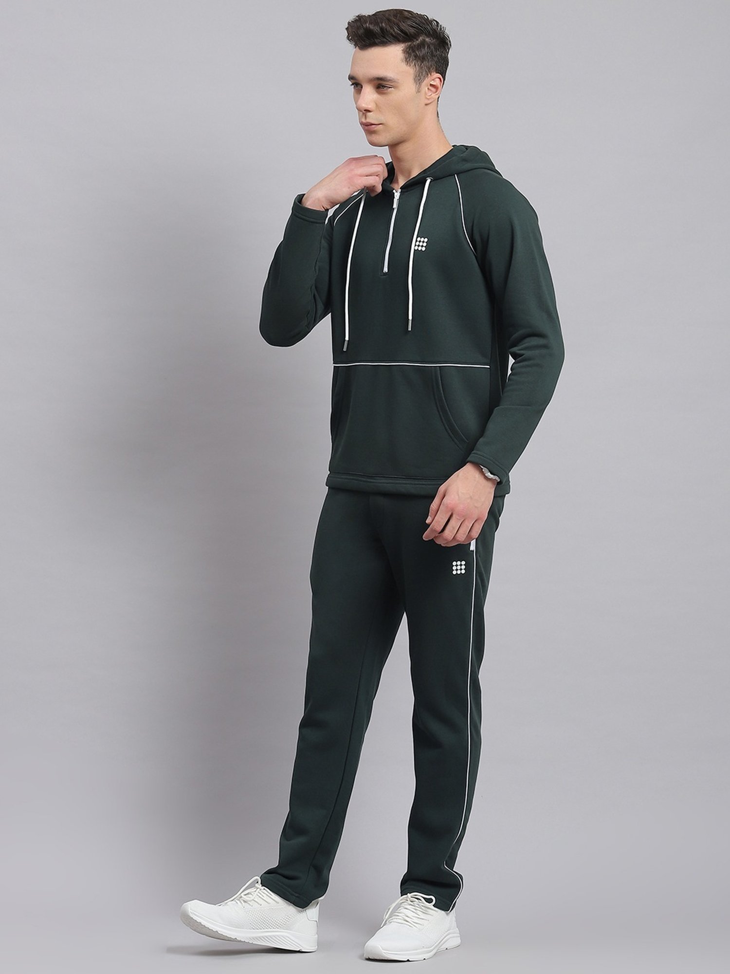 Rock.it Bottle Green Regular Fit Striped Tracksuit
