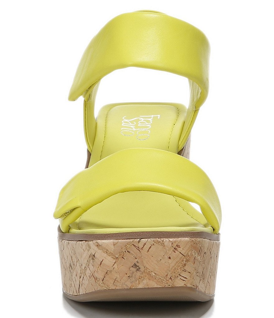 Franco Sarto Sweety Square Toe Leather Cork Platform Wedge Sandals
