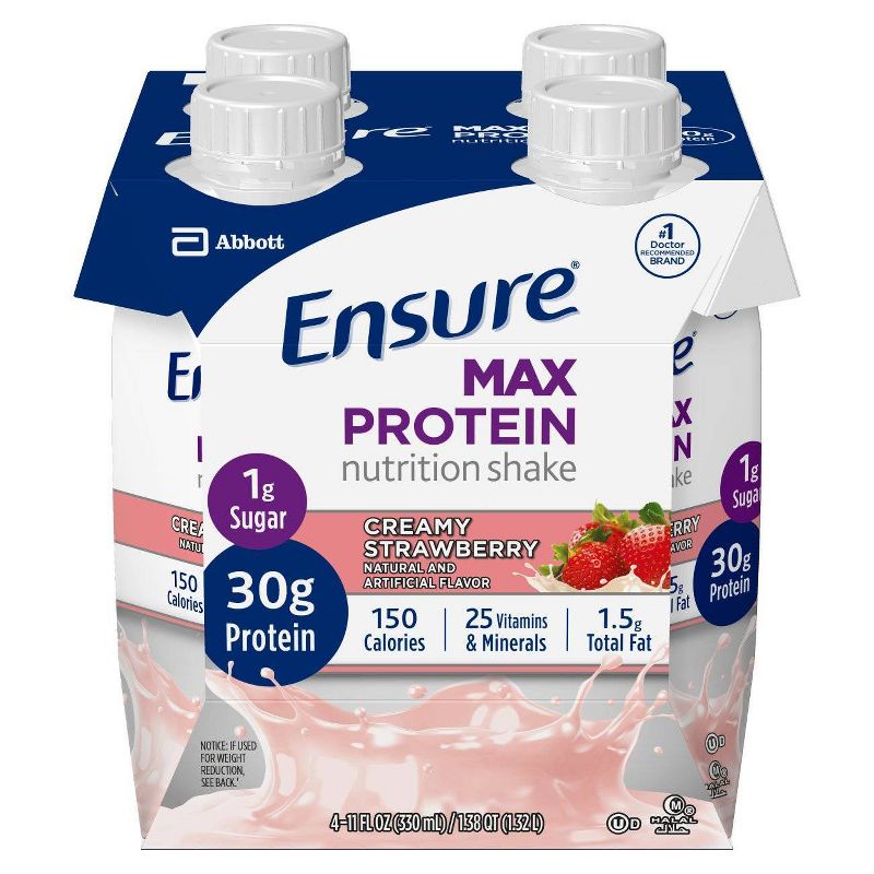 Ensure Max Protein Shake - Creamy Strawberry - 4ct/44 fl oz