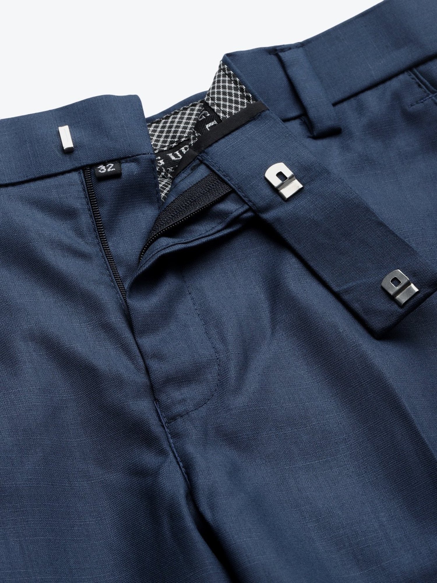 Hangup Plus Blue Regular Fit Flat Front Trousers