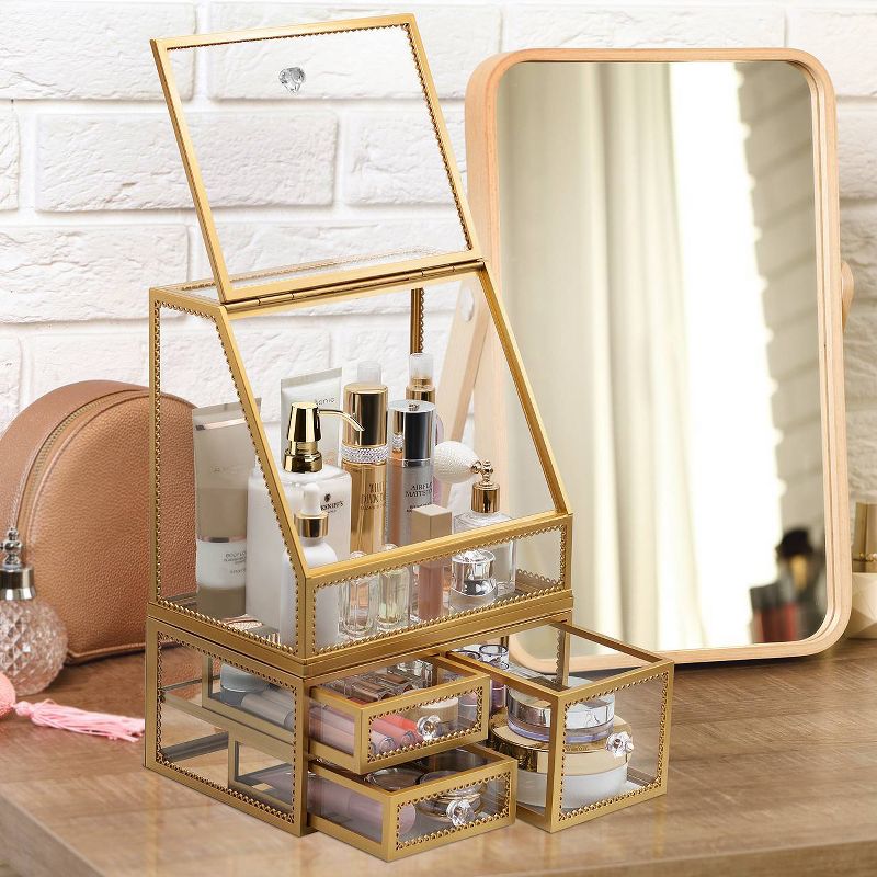 Sorbus Stackable Makeup Organizer - Gold