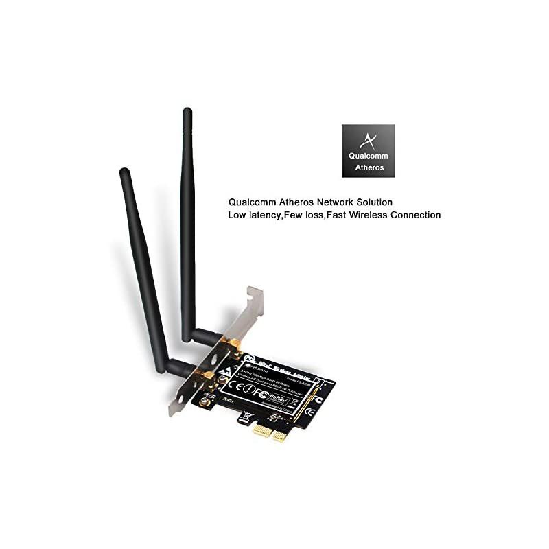 Wireless AC Dual Band AC1200 (2.4GHz 300Mbps or 5GHz 867Mbps) PCIE Wi-Fi Adapter for Windows Server,7,8,8,1,10(32/64bit) Desktop PCs Online Gaming and Video Streming-PCIe WiFi Card(FS-AC86)