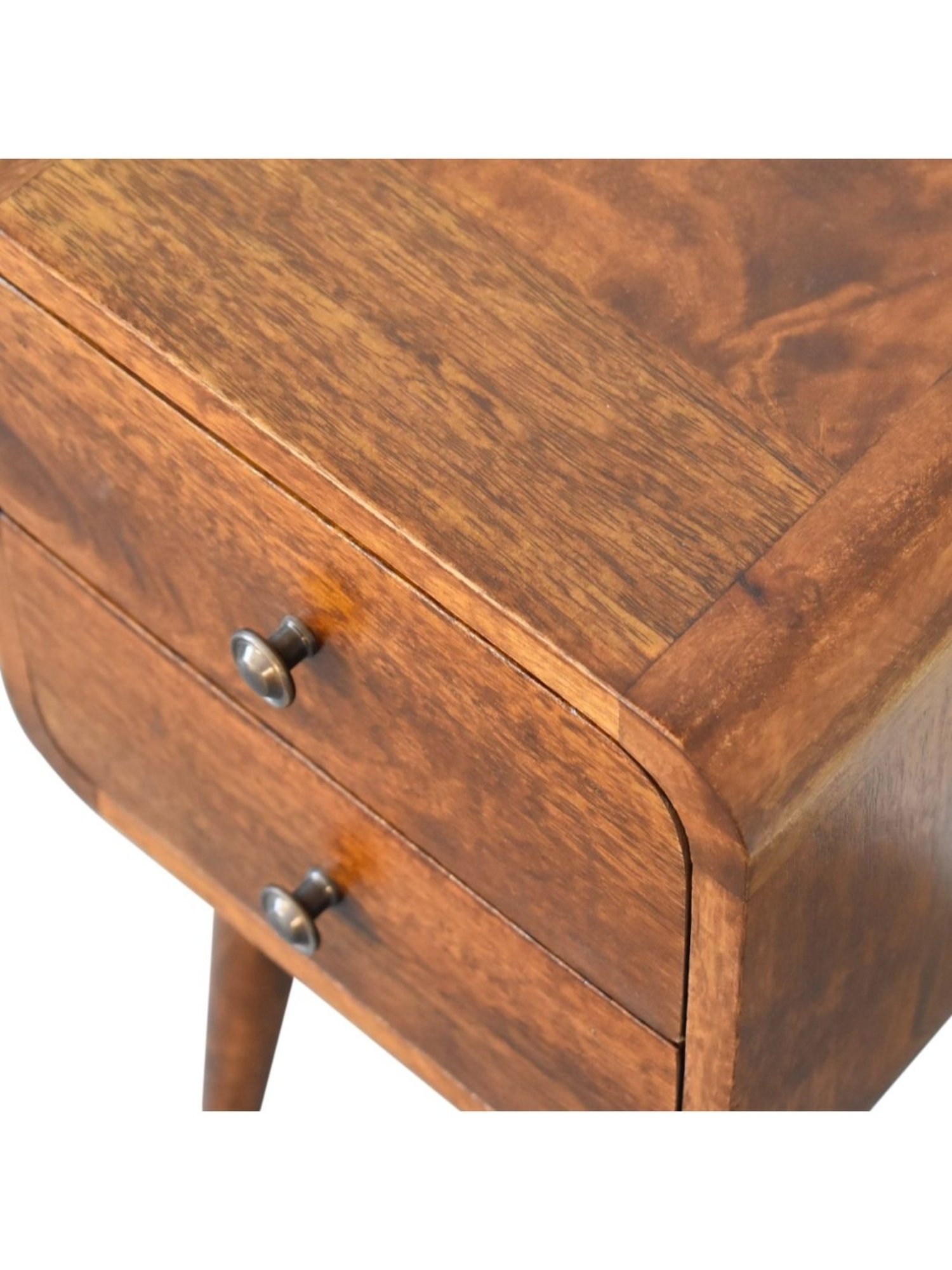 Artisan Furniture Solid Brown Mango Wood Side Table Chestnut Finish
