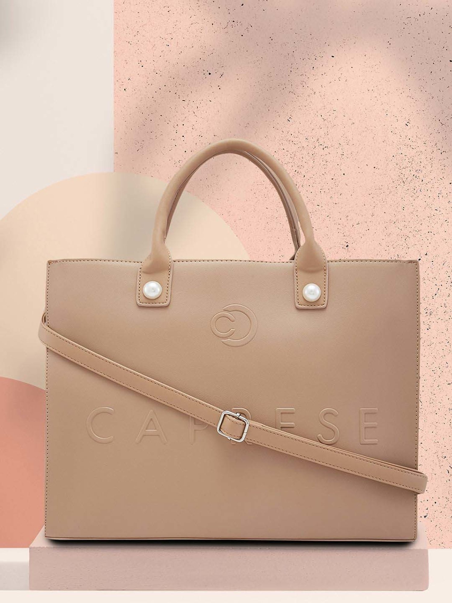 Caprese Pink Cloud Tote Large Brown Women Handbag | Office Handbag | The Kiara Collection