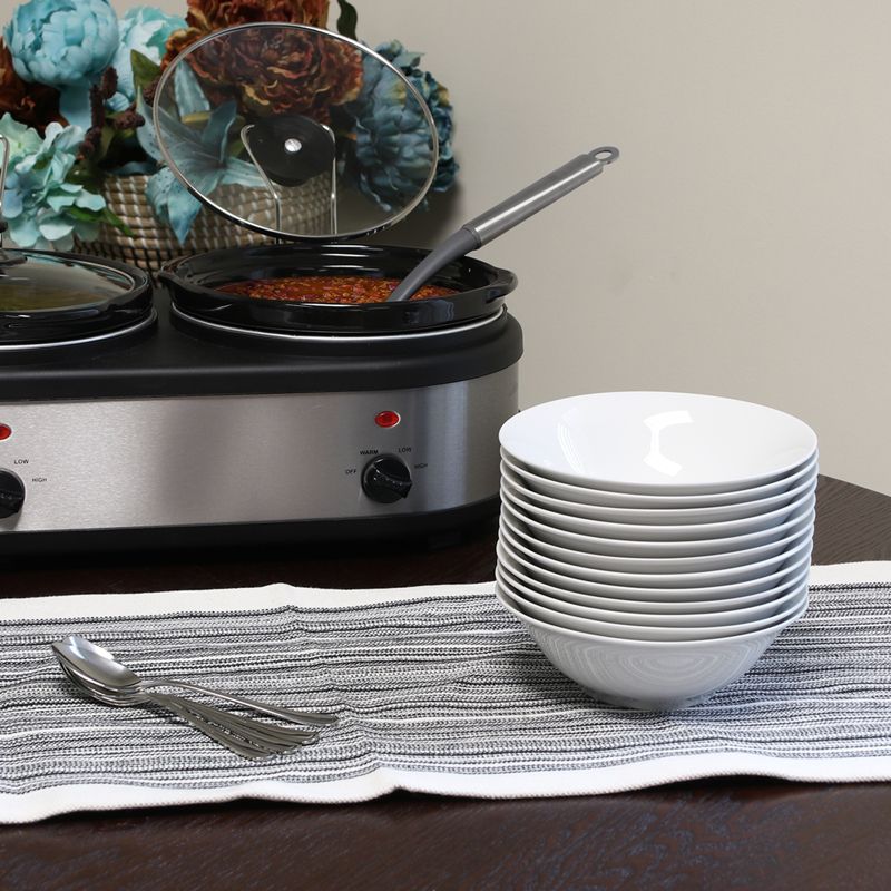 Gibson Home Noble Court 12 Piece Fine Ceramic Bowl Set in White