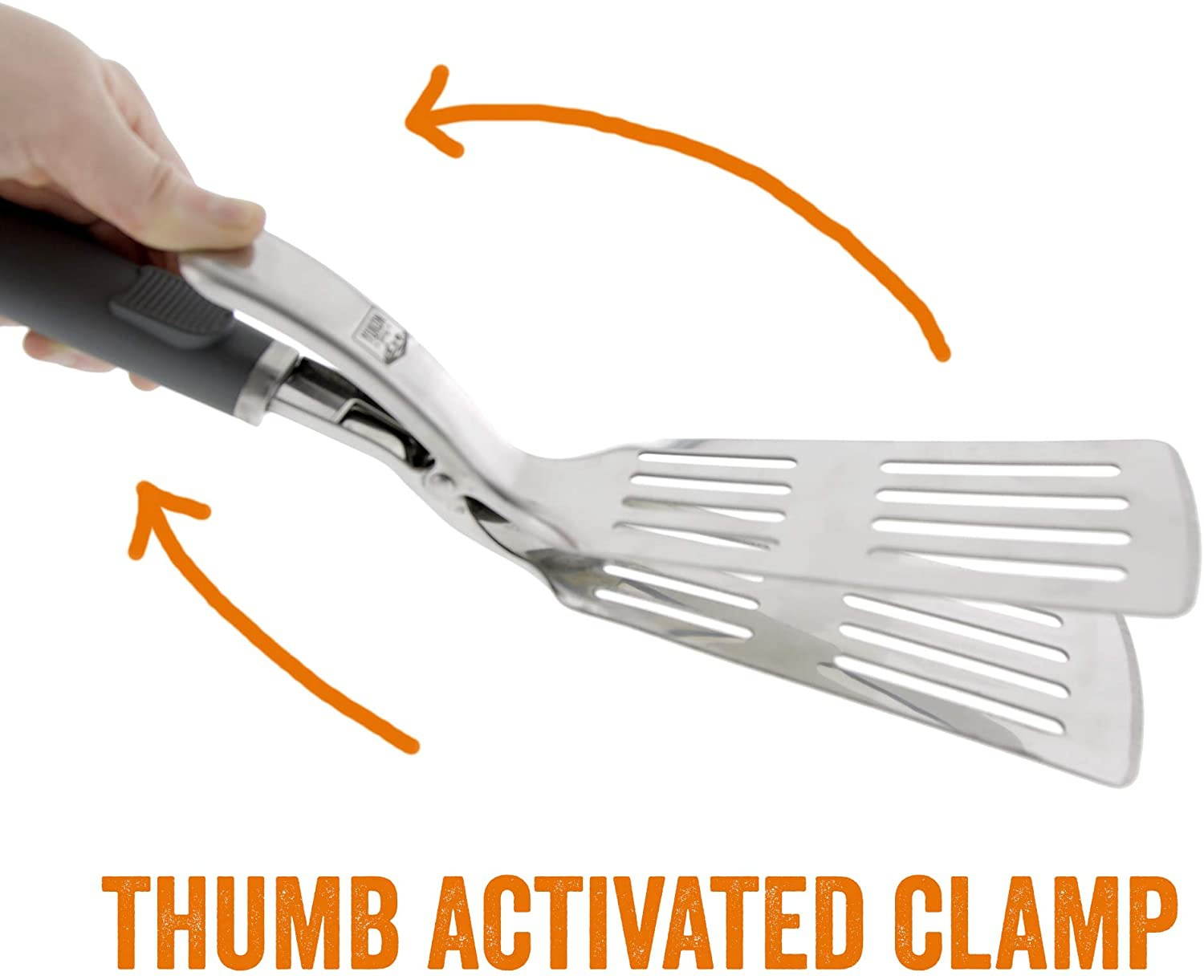 Yukon Glory Premium Stainless-Steel, Rubber-Grip Tongs-Spatula, Perfect for Grilling, Cooking, Frying, and Griddling