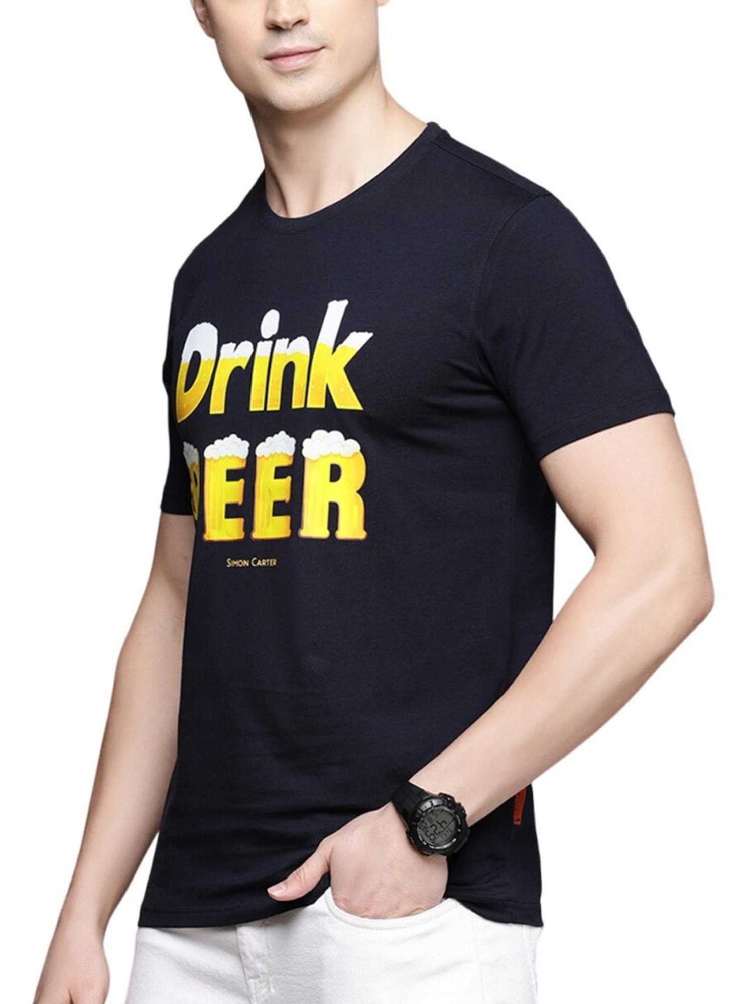 Simon Carter London Navy Printed Slim Fit T-Shirt