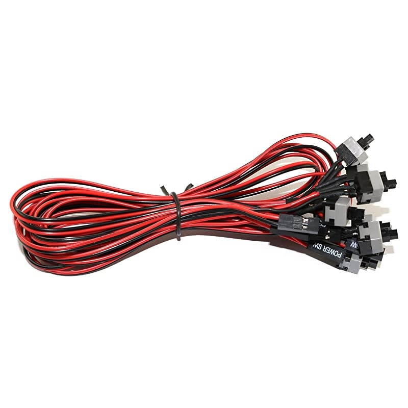 10Pack 50cm PC Power Switch Cable Button ATX Desktop Computer Case Motherboard OnOff Reset Switch Line Restarting Power SW Wire 2Pin