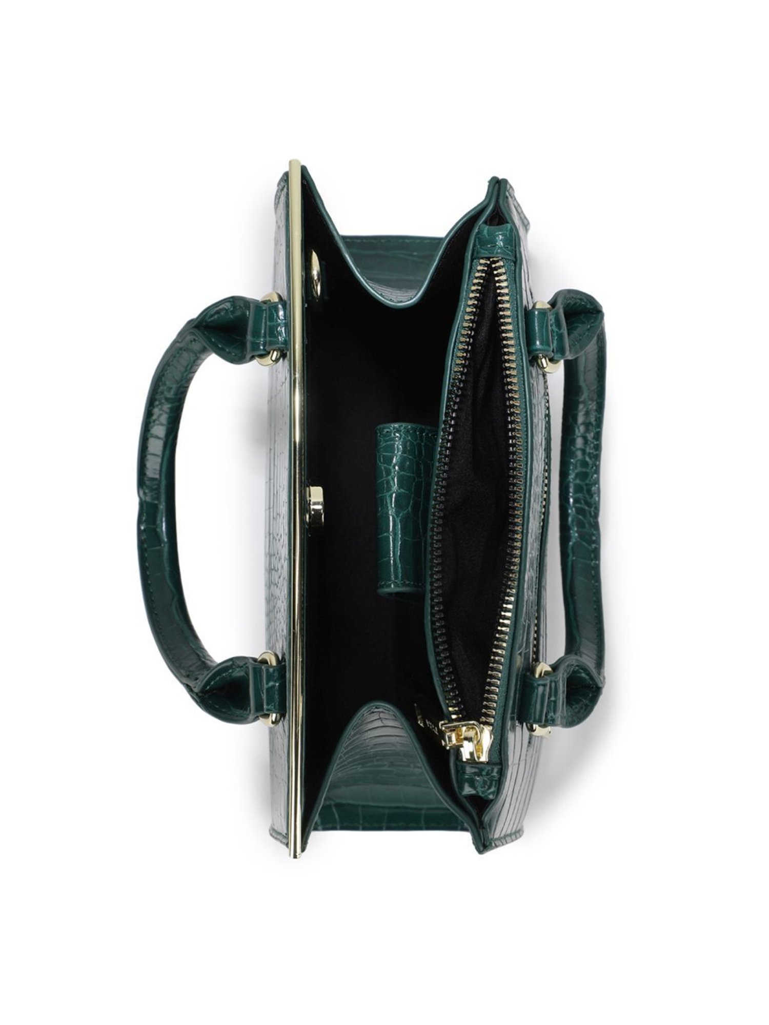 Tyra Calla Green Textured Faux Leather Handbag