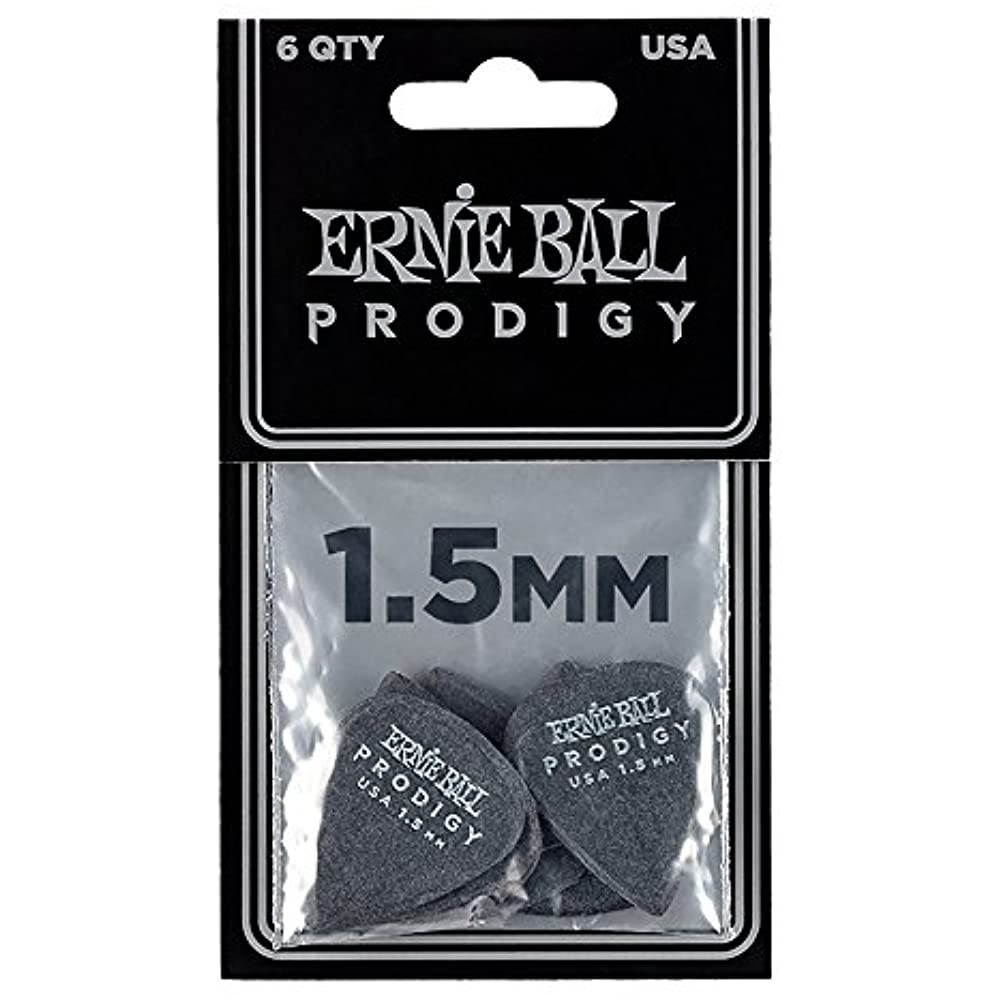Ernie Ball 9199 Prodigy Picks, Matte Black, 6 Pack, 1.5mm