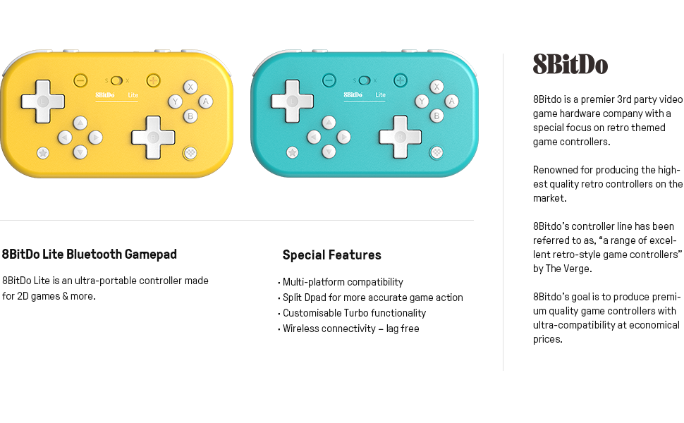 8Bitdo Lite Bluetooth Gamepad for Nintendo Switch Lite, Nintendo Switch & Windows (Turquoise Edition)