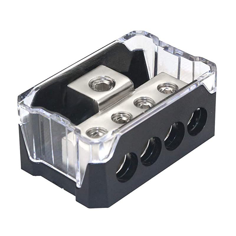 4 Way Power Distribution Block 024 AWG Gauge in 4810 Gauge Out Car Audio Stereo Amp Distribution Connecting Block for Audio Splitter 1 in 4 Out