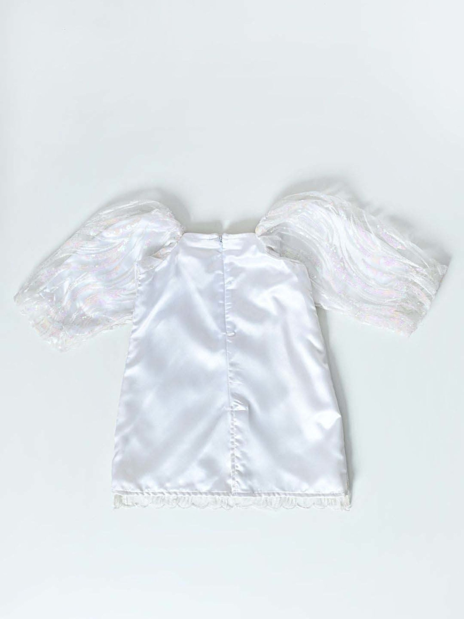 Bella Moda Kids White Self Pattern Dress