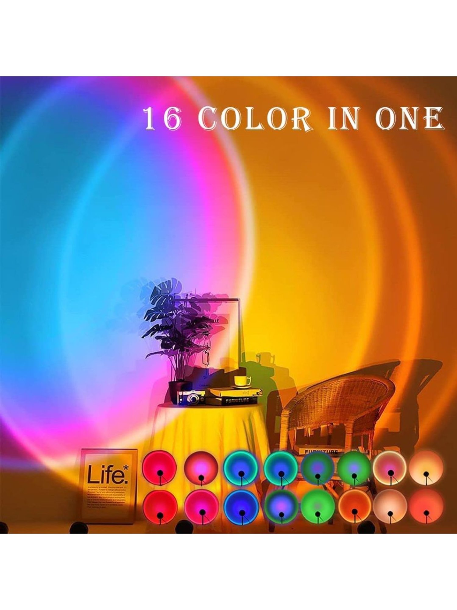 XERGY Sunset Lamp Sunset Projection Lamp Sunset Night Light , 16 colors with Remote