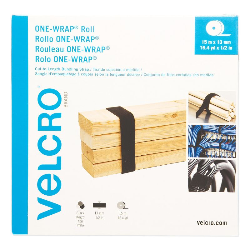 Velcro Bundling Strap Roll 1/2"Wx49'Lx1/5"H Black 30639