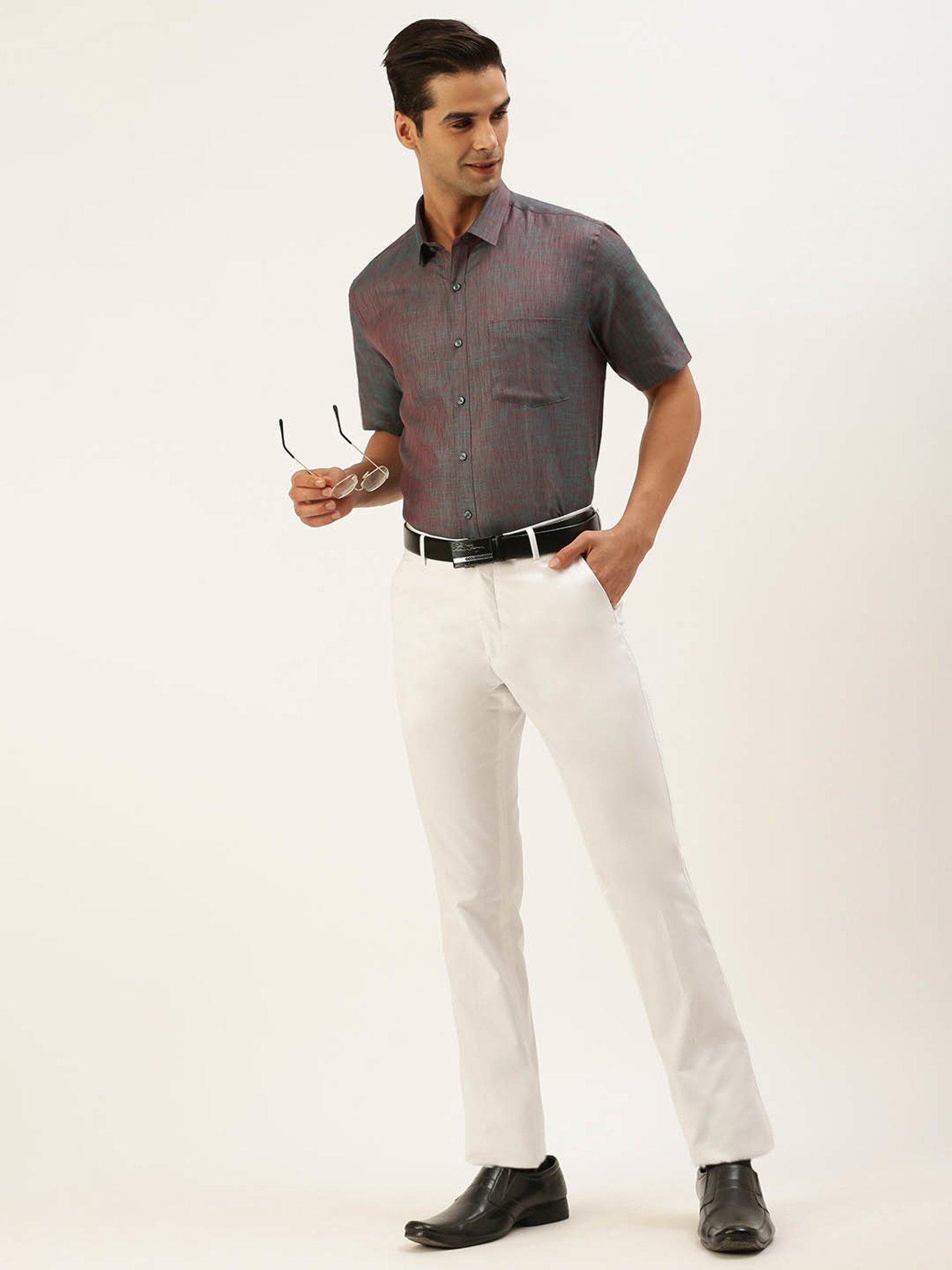 Ramraj Grey Regular Fit Shirt