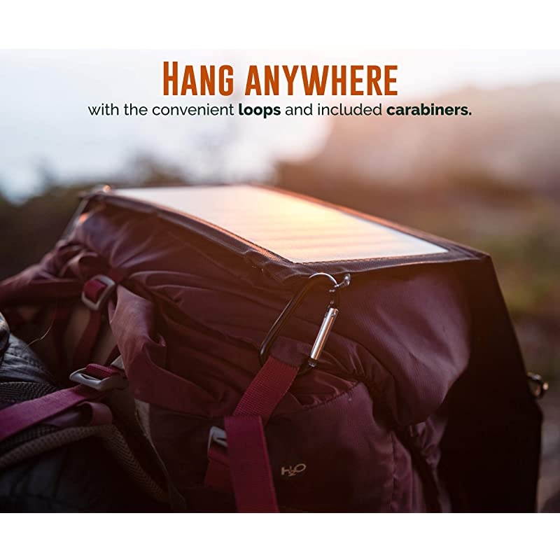 Tuff Solar Charger with Builtin Battery Power Bank 21W Dual USB Compact Durable and Waterproof Portable Solar Panel Battery Charger for Cellphones Tablets and Electronics While Camping