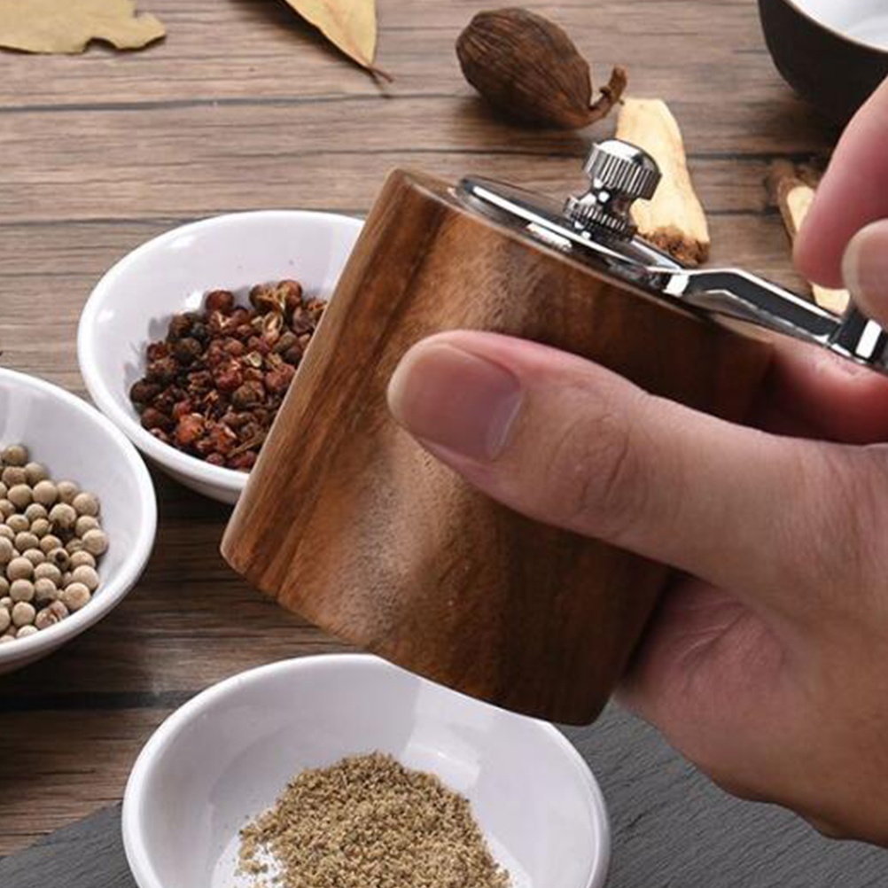 Wooden Pepper Spice Mill Grinder and Salt Shaker Manual Pepper Grinder Kitchen Grinder Tool Spice Jar Seasoning Bottle (Grinder)