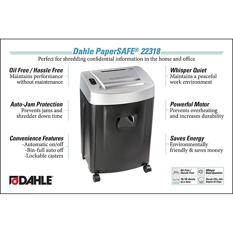 PaperSAFE 22318 Paper Shredder, Oil Free, Security Level P-4, 16 Sheet Max, Shreds CDs, Credit Cards & Paper Clips