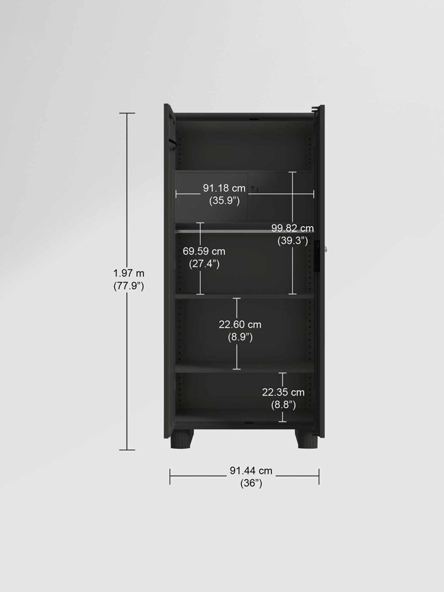 Godrej Interio Storwel  M2 2-Door Steel Almirah, Graphite Grey (1-Year Warranty, 1 Locker)