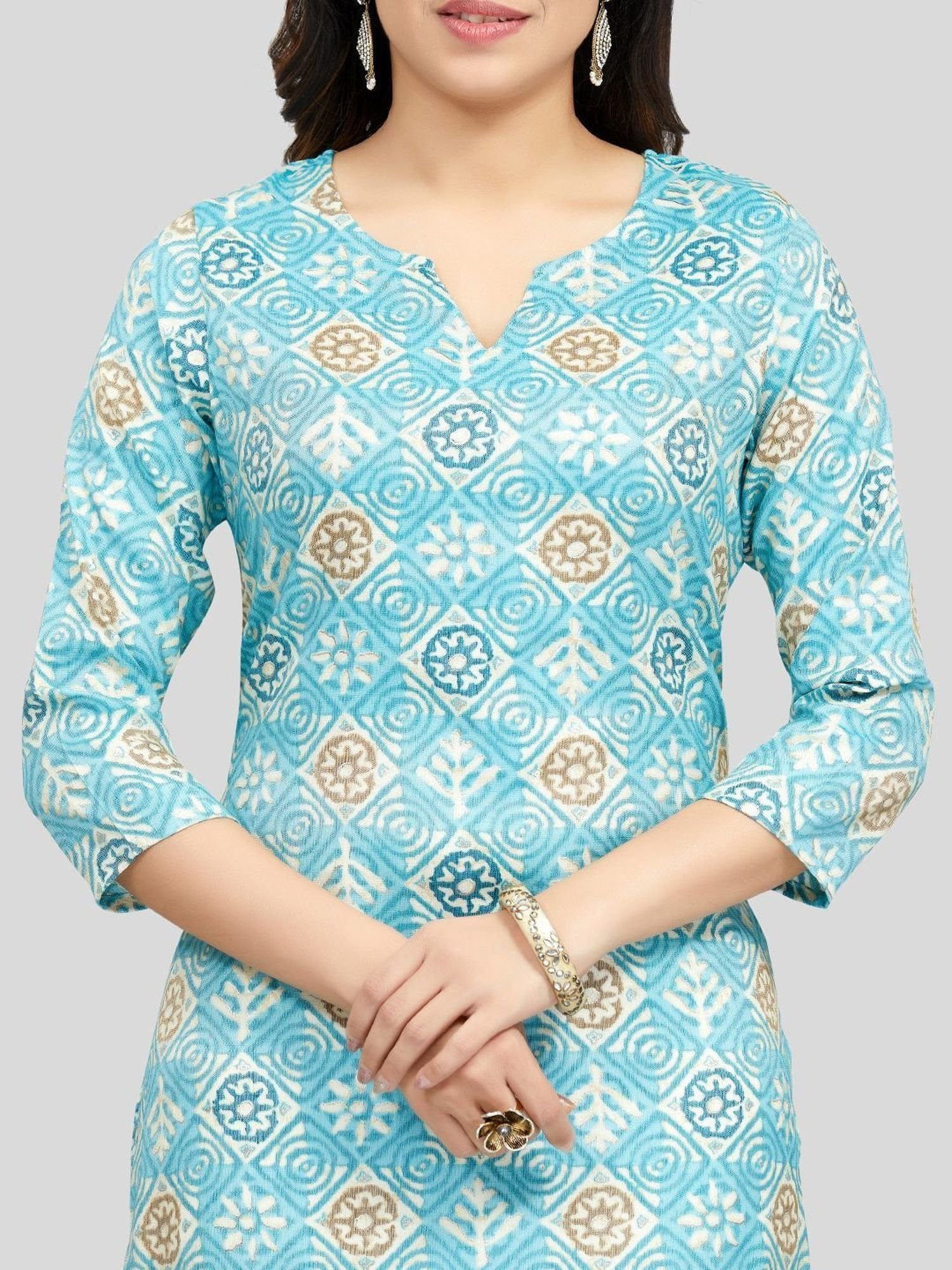 Saree Swarg Blue Printed Straight Kurta