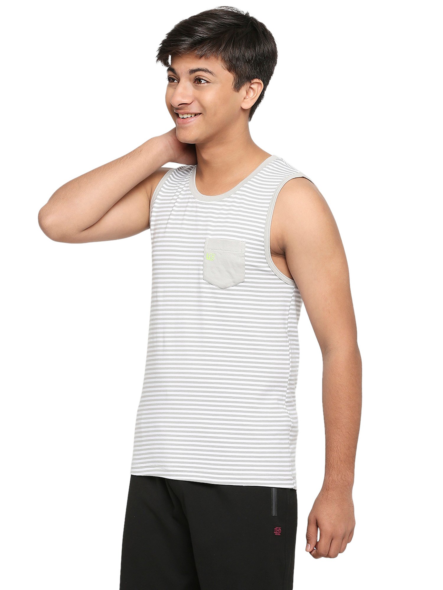 Frenchie Kids Grey & White Striped Vest