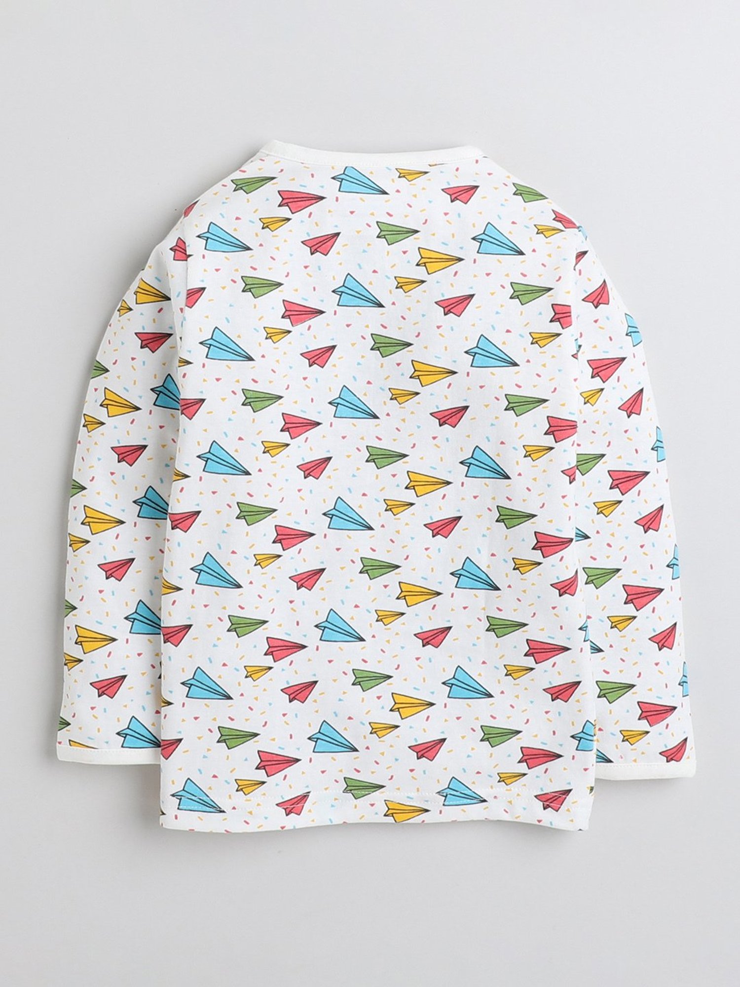 Bumzee Girls White Printed Full Sleeves Shirt with Pyjamas