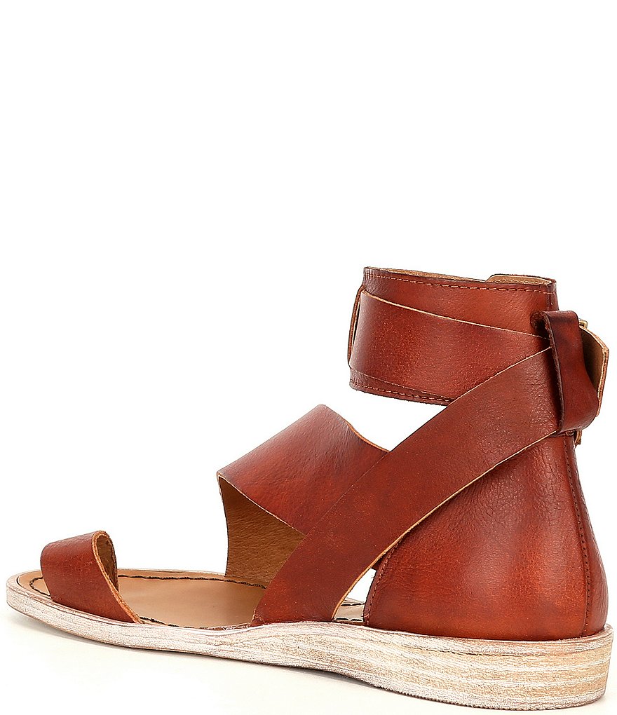Free People Vale Leather Asymmetrical Toe Loop Ankle Strap Sandals