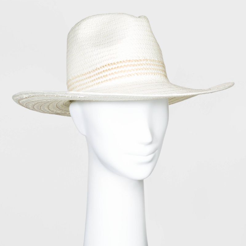 Women's Straw Wide Brim Fedora Hats - Universal Thread™ White One Size