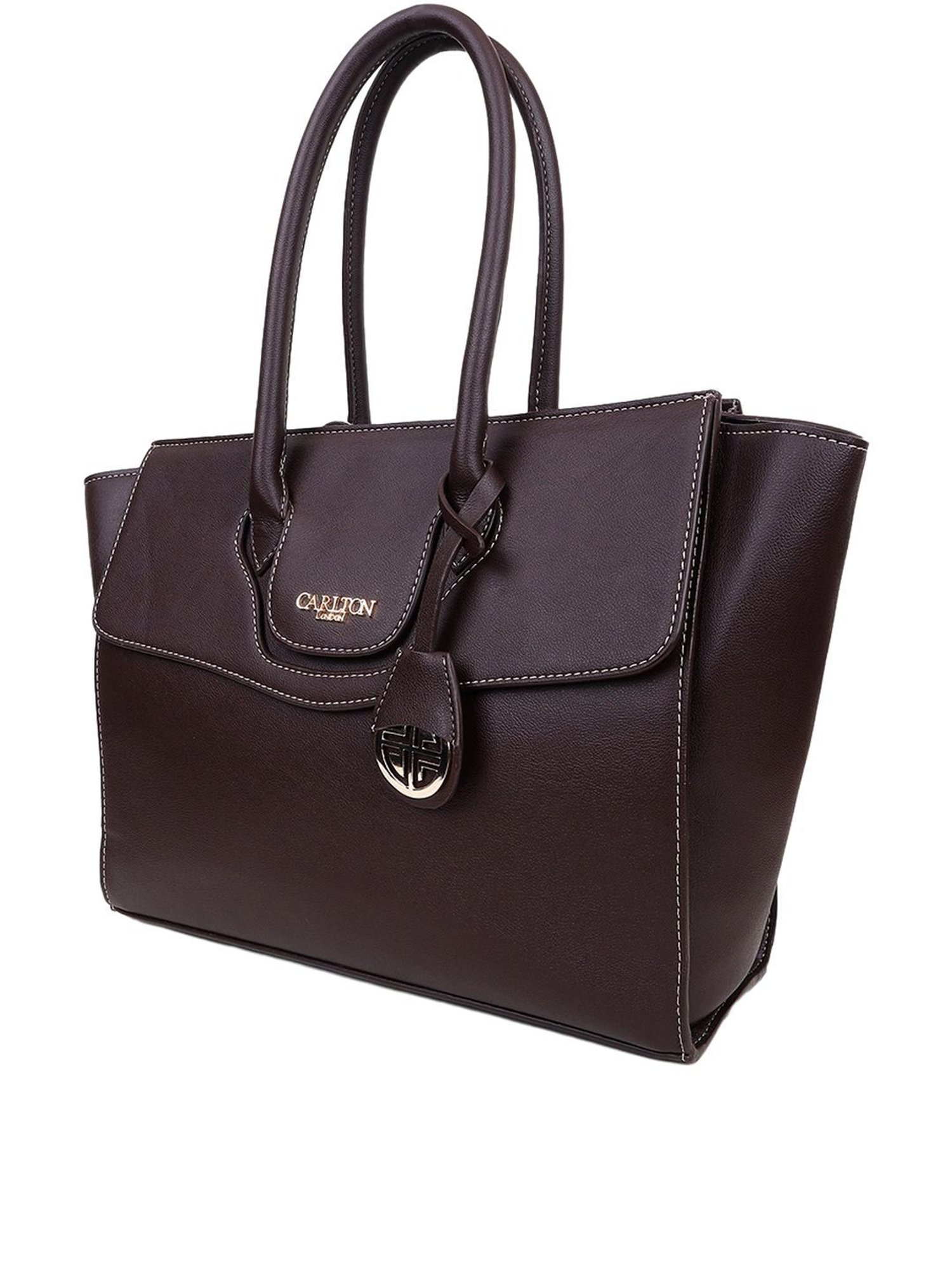 Carlton London Brown Solid Large Handbag