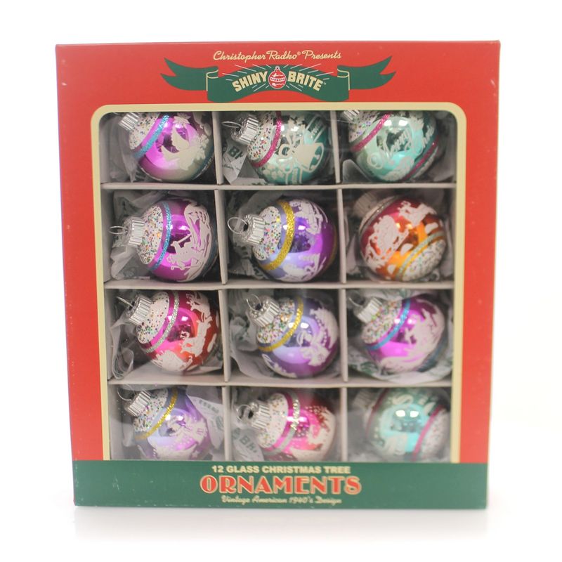 Shiny Brite 1.75" Vintage Celebration Ombre ## Shiny Brite New 2016 Set/12  -  Tree Ornaments