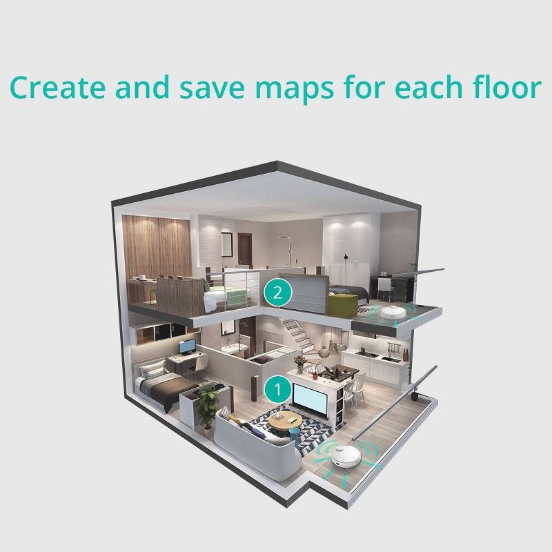 bObsweep PetHair Vision Wi-Fi Connected Robot Vacuum Cleaner and Mop - Steel