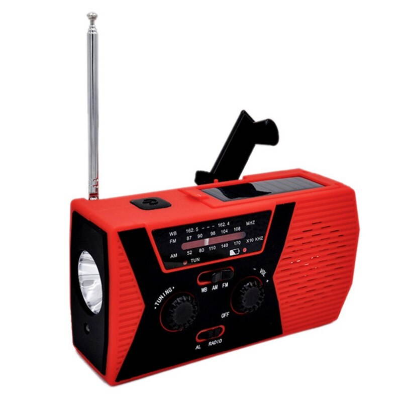 Lejiahong 5 in 1 Outdoor Portable Solar Crank AM FM Radio for Emergency Radio SOS Alarm Flashlight 2000MAh Power Bank and Reading Lamp