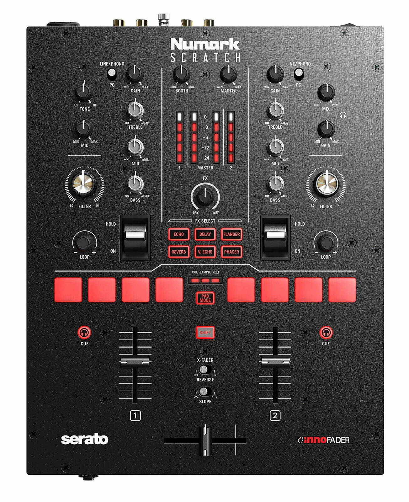 Numark Scratch 24-Bit 2-Channel Serato DJ Pro DVS Scratch Mixer + CAMOPACK
