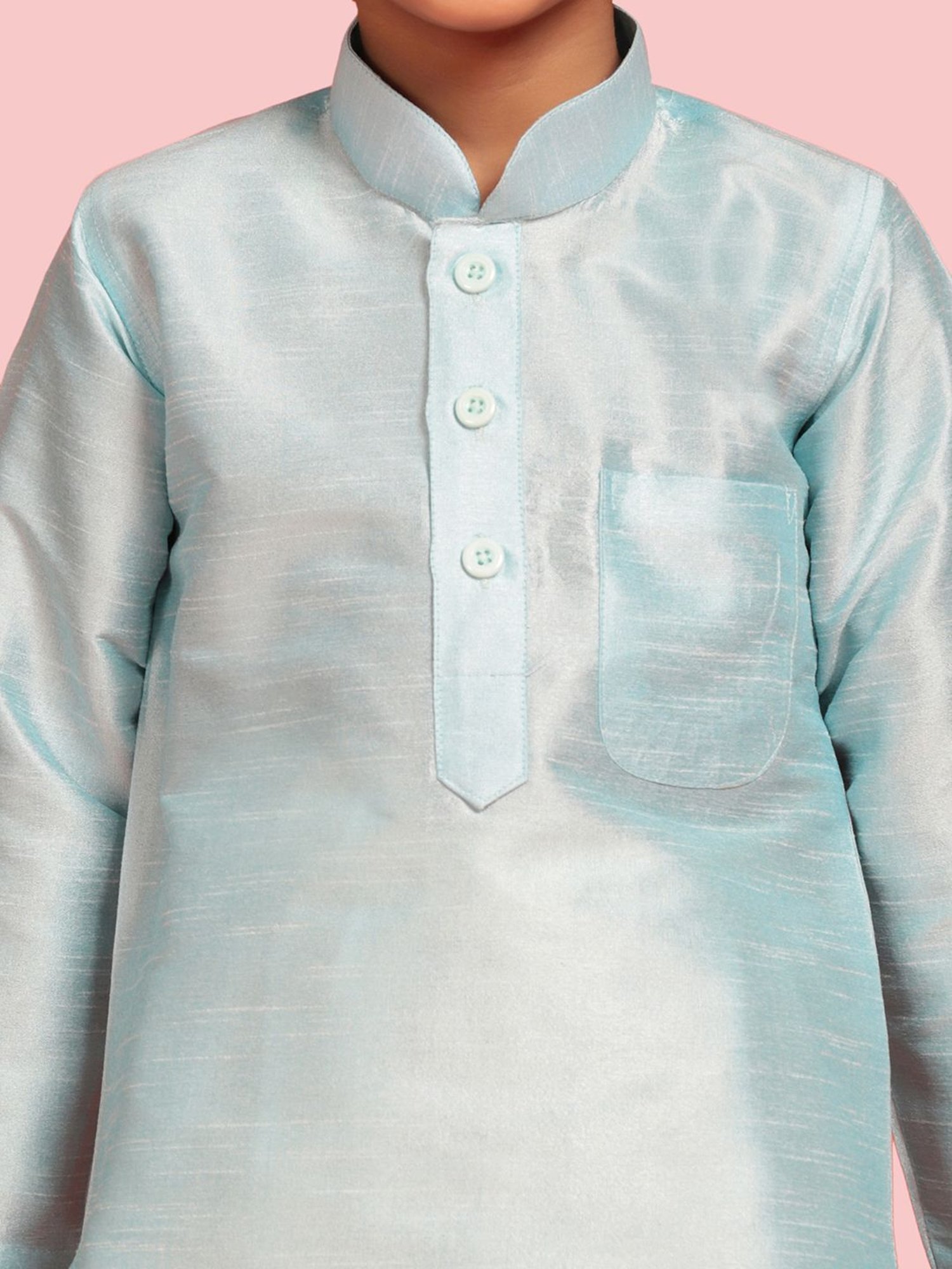 AJ Dezines Kids Blue & White Regular Fit Full Sleeves Kurta Set