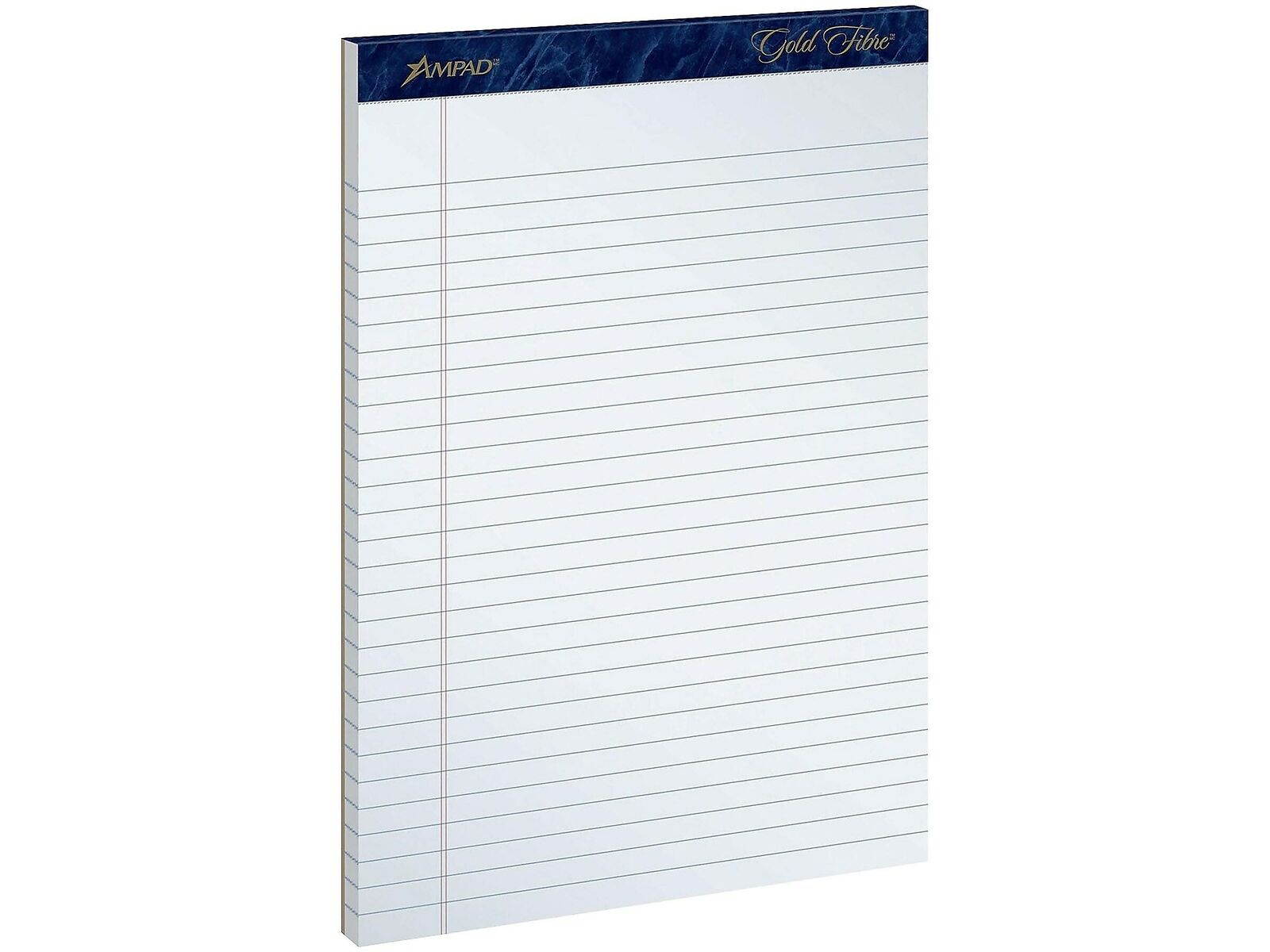 Ampad Gold Fibre Notepads 8.5" x 11.75" Wide Ruled White 457503