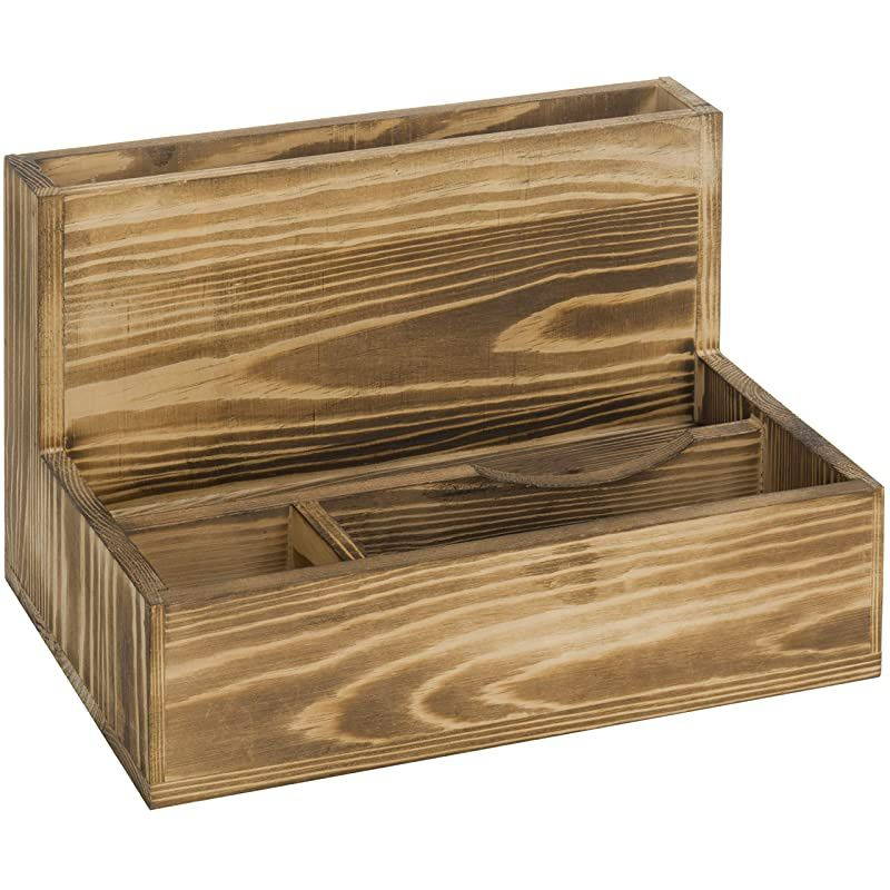 Torched Wood Smartphone amp Tablet Cradle Valet Tabletop Charging Station Brown