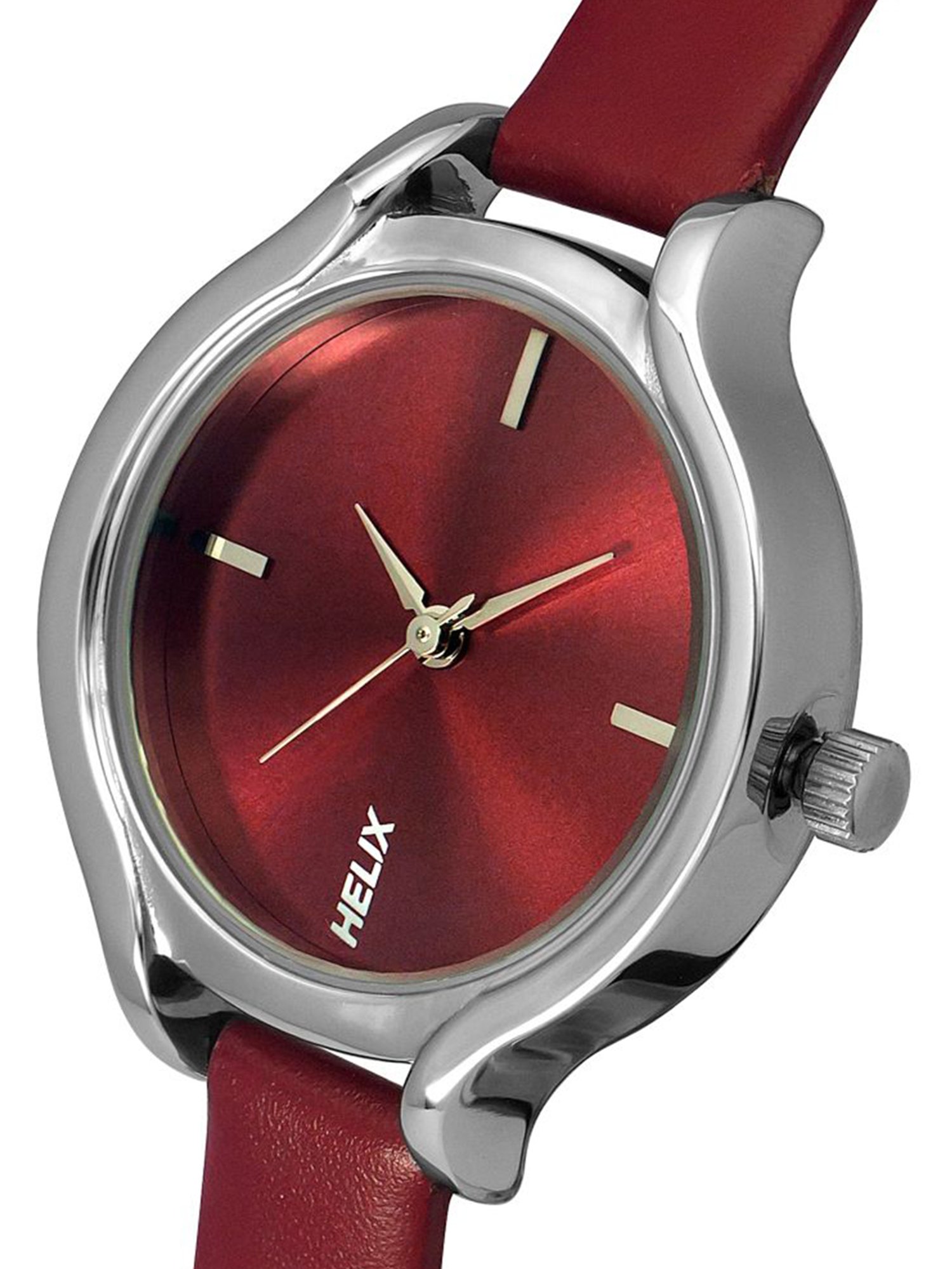 Helix By Timex Red Round Dial Analog Leather Women Watch - TW027HL20